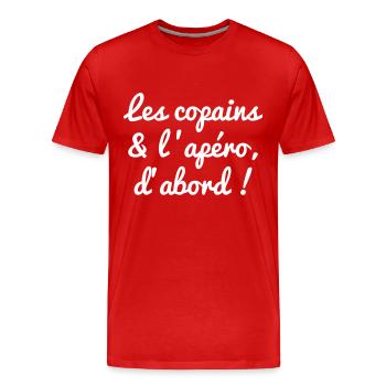 les copains et apéro, t-shirt alcool, cadeau apéro - T-shirt bio Premium Homme - rouge - Devant - Damien (186cm)
