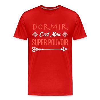 Dormir C'est Mon Super-Pouvoir - T-shirt bio Premium Homme - rouge - Devant - Damien (186cm)