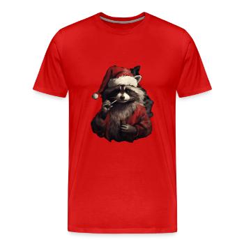 Stoner Santa Claus Waschbär - Männer Premium Bio T-Shirt - Rot - Vorne - Damien (186cm)