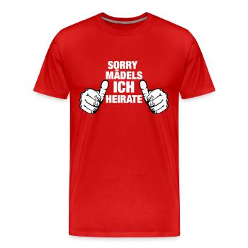 JGA_thumbs_ich heirate - Männer Premium Bio T-Shirt - Rot - Vorne - Damien (186cm)