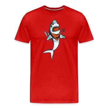 Hungriger Hai Lustiges Meerestier Surf - Männer Premium Bio T-Shirt - Rot - Vorne - Damien (186cm)