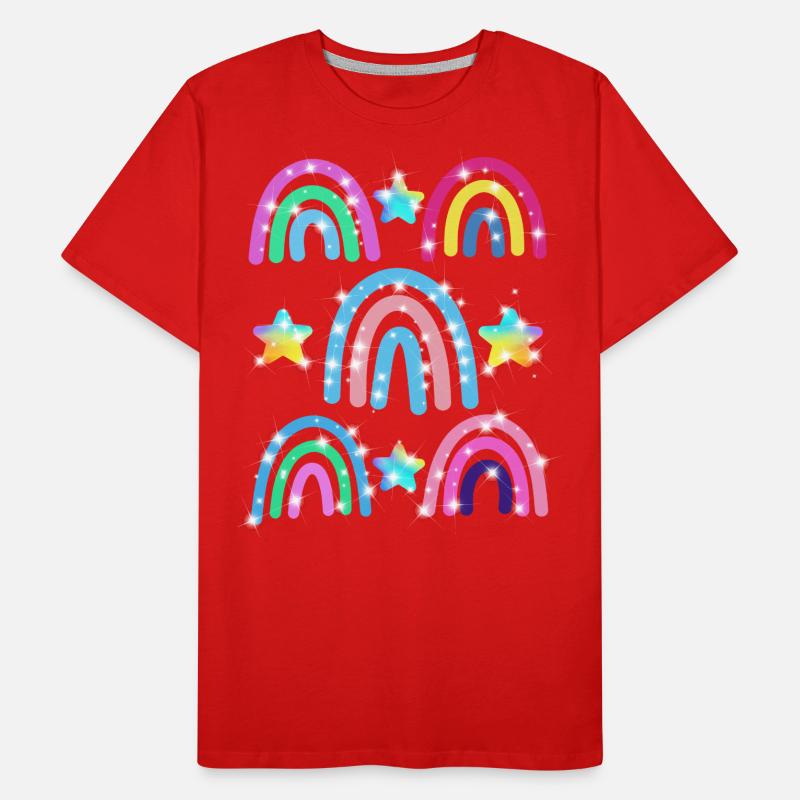 Glitzer Regenbogen Sterne Muster Männer Premium Bio T-Shirt