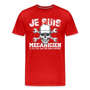 Je suis mécanicien super pouvoir - T-shirt bio Premium Homme - rouge - Devant - Damien (186cm)