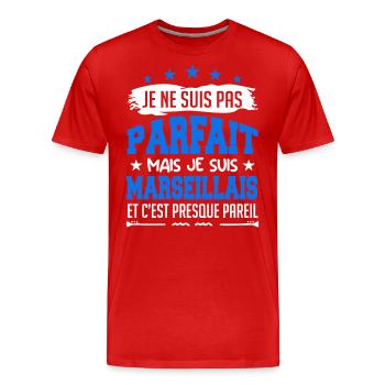 Je ne suis pas parfait mais je suis Marseillais - T-shirt bio Premium Homme - rouge - Devant - Damien (186cm)