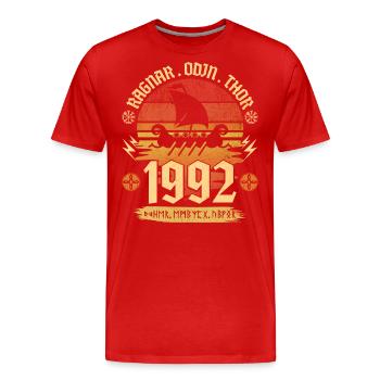 Viking Vintage 1992 30 Jahre Jubiläum - Männer Premium Bio T-Shirt - Rot - Vorne - Damien (186cm)