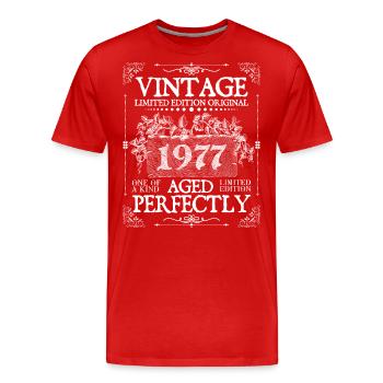 1977 | Vintage Perfectly seit 1977 Geburtstag - Männer Premium Bio T-Shirt - Rot - Vorne - Damien (186cm)