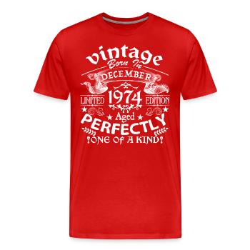 December 1974 | birthday 1974 Vintage December - T-shirt bio Premium Homme - rouge - Devant - Damien (186cm)