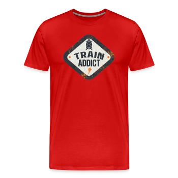 Railway Crazy Railway Traveler Railway Lovers - Men's Premium Organic T-Shirt - red - Front - Damien (186cm)