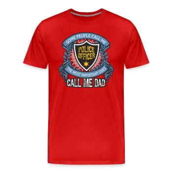 Police officer Papa Police officer Law enforcement - Men's Premium Organic T-Shirt - red - Front - Damien (186cm)