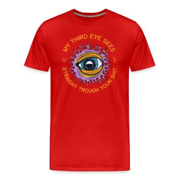 Drittes Auge Esoterisch Okkulter Humor Spiritual - Männer Premium Bio T-Shirt - Rot - Vorne - Damien (186cm)