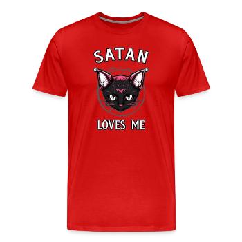 Satan m’aime Chaton satanique Goth - T-shirt bio Premium Homme - rouge - Devant - Damien (186cm)