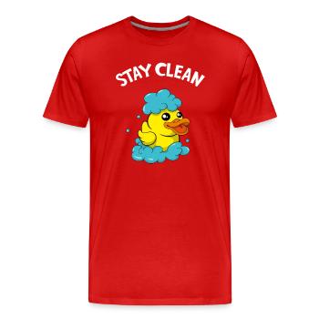 Savonnier Stay Clean Drôle de canard de bain - T-shirt bio Premium Homme - rouge - Devant - Damien (186cm)