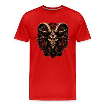 Baphomet Démon Satanique Goth Lucifer Occultiste - T-shirt bio Premium Homme - rouge - Devant - Damien (186cm)