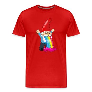 Drôle de nain Vomit Rainbow Gnome Humour - T-shirt bio Premium Homme - rouge - Devant - Damien (186cm)