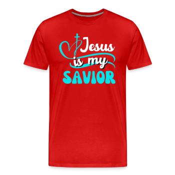 Jesus Ist Mein Erlöser - Bibel Christlicher Glaube - Männer Premium Bio T-Shirt - Rot - Vorne - Damien (186cm)