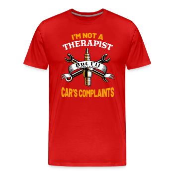 Autotherapeut Lustiger Automechaniker Spruch - Männer Premium Bio T-Shirt - Rot - Vorne - Damien (186cm)