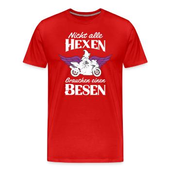 Motorrad Hexen Besen Bikerin Motorradfahrerin - Männer Premium Bio T-Shirt - Rot - Vorne - Damien (186cm)