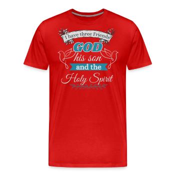 Gott, Sein Sohn & Der Heilige Geist Christliches - Männer Premium Bio T-Shirt - Rot - Vorne - Damien (186cm)