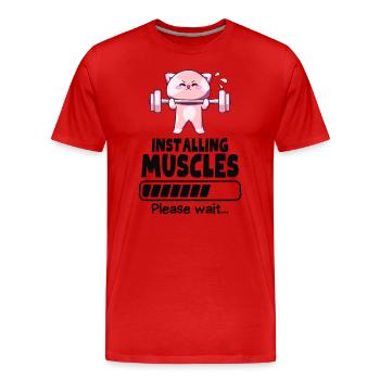 Haltérophile chat Renforcement musculaire Gym Humour - T-shirt bio Premium Homme - rouge - Devant - Damien (186cm)