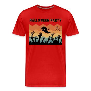 Fête d’Halloween au cimetière. - T-shirt bio Premium Homme - rouge - Devant - Damien (186cm)