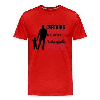 Certains super héros on les appelle papa - T-shirt bio Premium Homme - rouge - Devant - Damien (186cm)