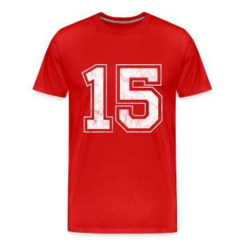 Anzahl 15 - Männer Premium Bio T-Shirt - Rot - Vorne - Damien (186cm)