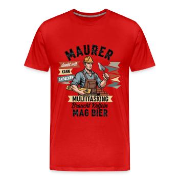 The Mason - Men's Premium Organic T-Shirt - red - Front - Damien (186cm)