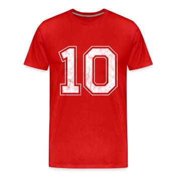 Anzahl 10 - Männer Premium Bio T-Shirt - Rot - Vorne - Damien (186cm)