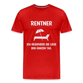 Renter Liegenreservierer am Pool und Strand - Männer Premium Bio T-Shirt - Rot - Vorne - Damien (186cm)