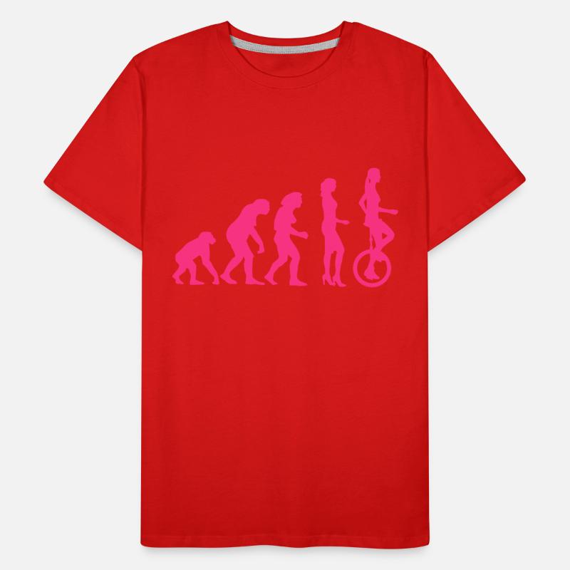 evolution_einradfahrerin_1c Männer Premium Bio T-Shirt