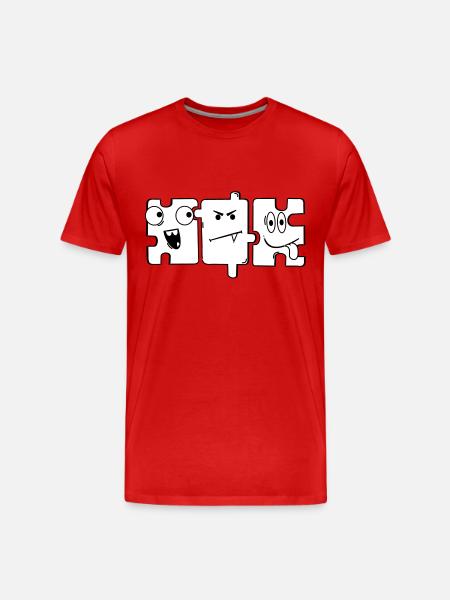 Monster Puzzle - Männer Premium Bio T-Shirt - Rot