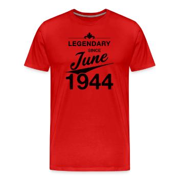 80. Geburtstag Legendär seit Juni 1944 Jahrgang 44 - Männer Premium Bio T-Shirt - Rot - Vorne - Damien (186cm)
