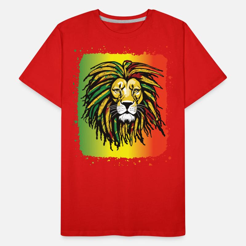 Rasta Lion Reggae Dreadlocks Couleur Rastafari jam T-shirt bio Premium Homme