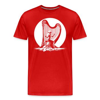 Harpe elfique jouant au clair de lune - T-shirt bio Premium Homme - rouge - Devant - Damien (186cm)