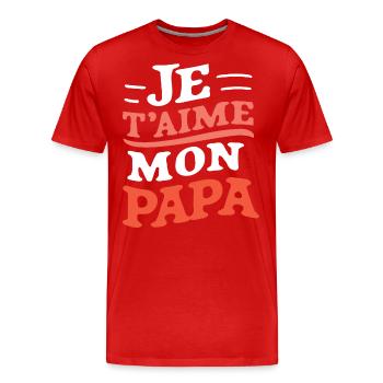 Belle idée cadeau fete des pères anniversaire papa - T-shirt bio Premium Homme - rouge - Devant - Damien (186cm)