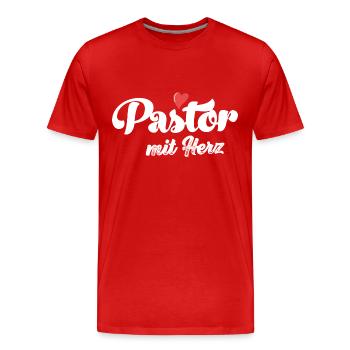 Pastor mit Herz Pastorin evangelische Gemeinde - Männer Premium Bio T-Shirt - Rot - Vorne - Damien (186cm)