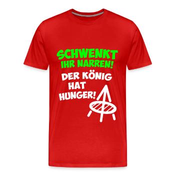 Schwenkt ihr Narren! Der König hat Hunger Saarland - Männer Premium Bio T-Shirt - Rot - Vorne - Damien (186cm)