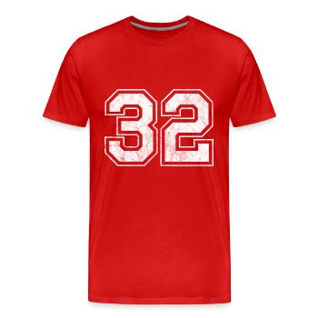 Anzahl 32 - Männer Premium Bio T-Shirt - Rot - Vorne - Damien (186cm)