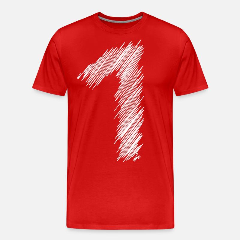 1 Schraffur Design - Männer Premium Bio T-Shirt - Rot
