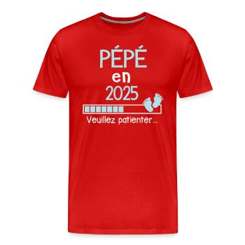 Pépé en 2025 Cadeau Futur Pépére - T-shirt bio Premium Homme - rouge - Devant - Damien (186cm)