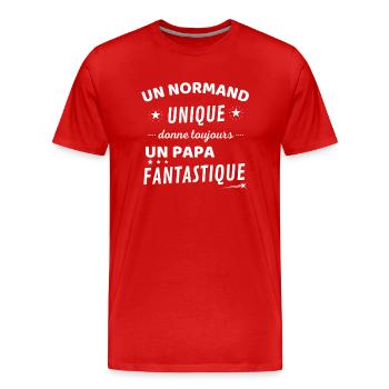 Un normand unique donne un papa fanstastique - T-shirt bio Premium Homme - rouge - Devant - Damien (186cm)