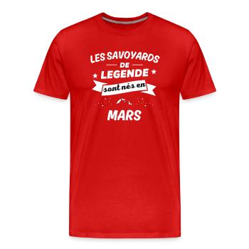 les savoyards de legende nés en mars - T-shirt bio Premium Homme - rouge - Devant - Damien (186cm)