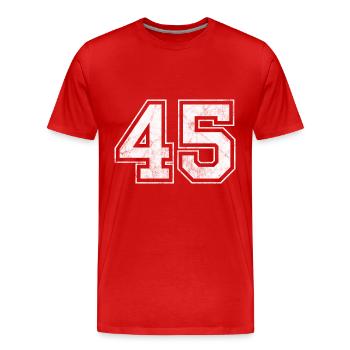 Anzahl 45 - Männer Premium Bio T-Shirt - Rot - Vorne - Damien (186cm)