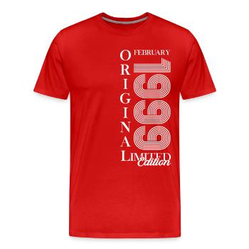 25e anniversaire Original Février Année 1999 - T-shirt bio Premium Homme - rouge - Devant - Damien (186cm)
