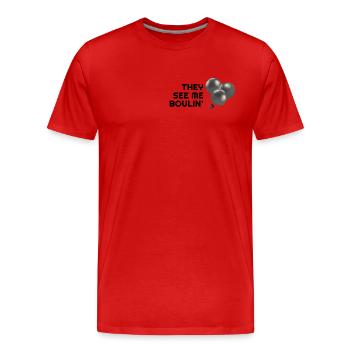 Ils me voient Boulin' Boule Sport Boccia Minimaliste - T-shirt bio Premium Homme - rouge - Devant - Damien (186cm)