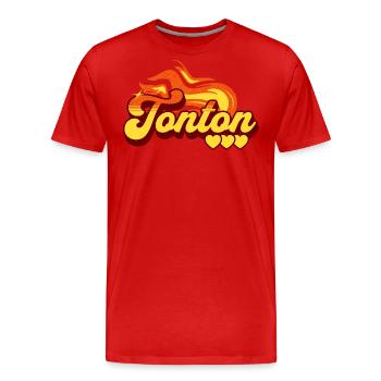 Motif Flamme Cadeau Tonton Oncle - T-shirt bio Premium Homme - rouge - Devant - Damien (186cm)