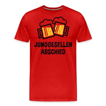 Junggesellenabschied (Bier Bayrische Bierkrüge 2C) - Männer Premium Bio T-Shirt - Rot - Vorne - Damien (186cm)