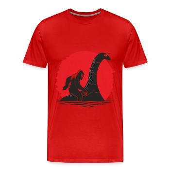 Monstre du Loch Ness et Big Foot Mythique - T-shirt bio Premium Homme - rouge - Devant - Damien (186cm)