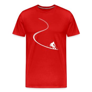 Skieur - Poudreuse - Sport - Ski - Piste - T-shirt bio Premium Homme - rouge - Devant - Damien (186cm)