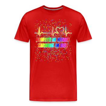 EKG Kurve - Herzkurve - Puls - Karneval - Konfetti - Männer Premium Bio T-Shirt - Rot - Vorne - Damien (186cm)